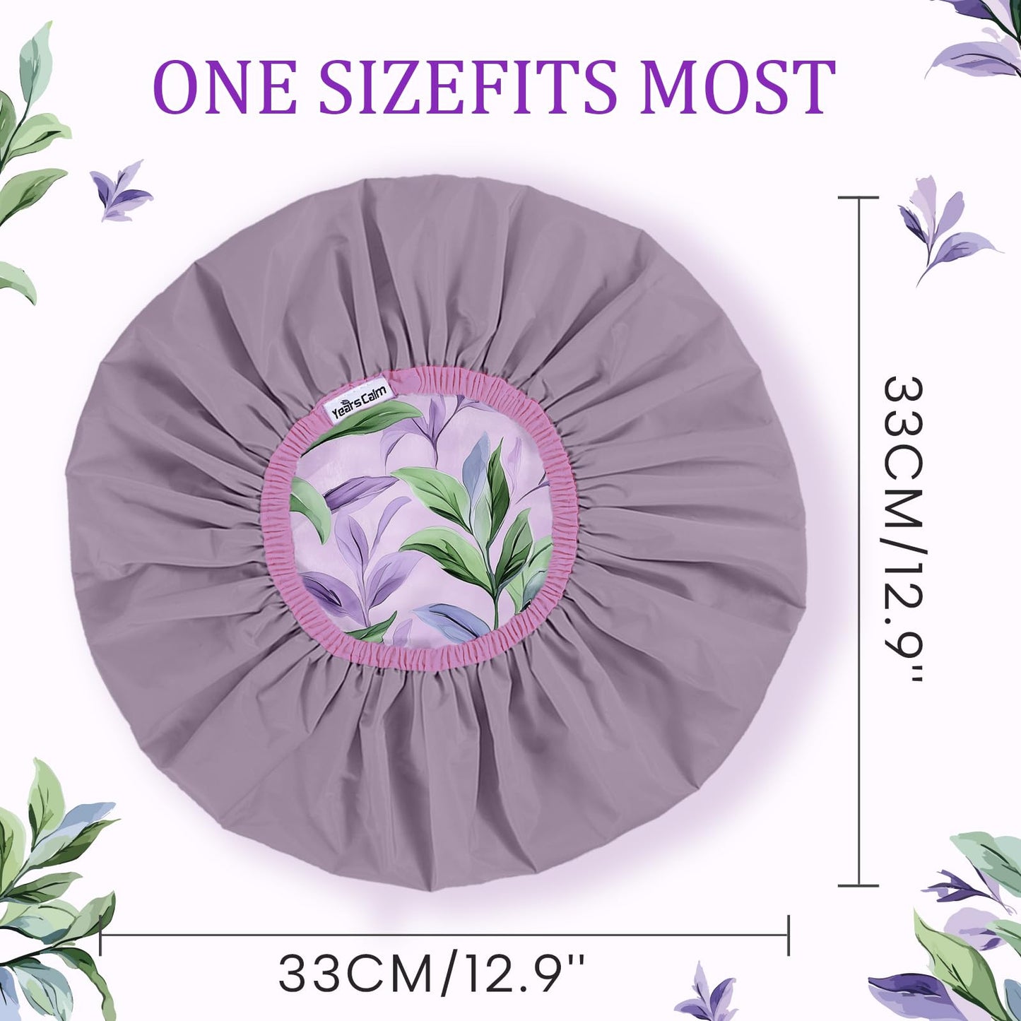Years calm Shower Caps for Women Reusable Waterproof - Double Layer Elastic Cap with Tropical Botanical Print Shower Cap for Shower, Spa, Travel, Bath Beauty and Personal Care Years calm