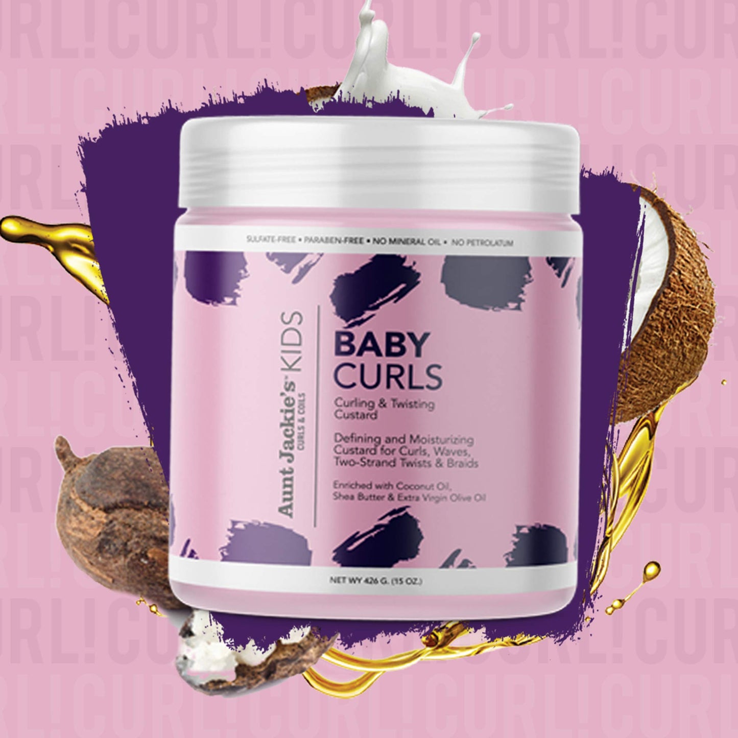 Aunt Jackie's Kids Baby Curls, Moisture Rich Curling and Twisting Custard for Naturally Curly, Coily and Wavy Hair, 15 oz, 2 Pack Beauty & Personal Care Aunt Jackie's