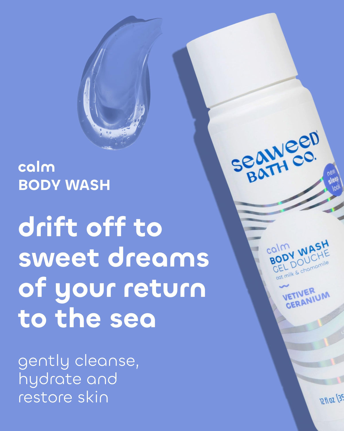 Seaweed Bath Co. Calm Body Wash - Vetiver Geranium - Hydrating Foaming Cleanser with Soothing Oat Milk & Chamomile - Vegan, Paraben and Sulfate Free Beauty & Personal Care The Seaweed Bath Co.