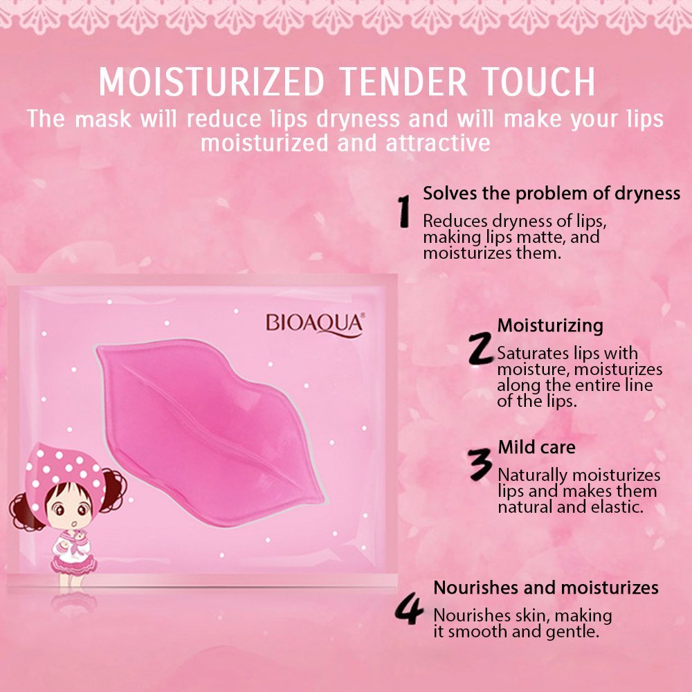 BIOAQUA Lip Plumper Collagen Nourishing Crystal Pink Lip Mask Natural Shiny Moisturizing Smooth Texture Healthy Elasticity (20) Beauty and Personal Care BIOAQUA