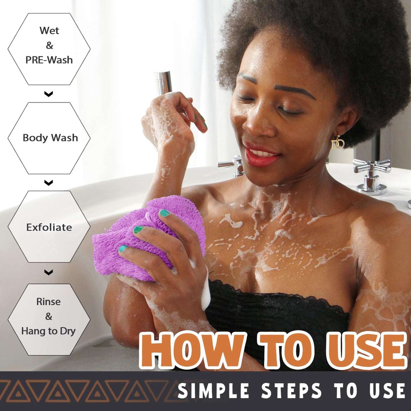 African Net Sponge Authentic - African Exfoliating Net Sponge Real African Wash Cloth Loofah - African Bath Sponge with Knots Exfoliator Net Beauty and Personal Care Hrsqu