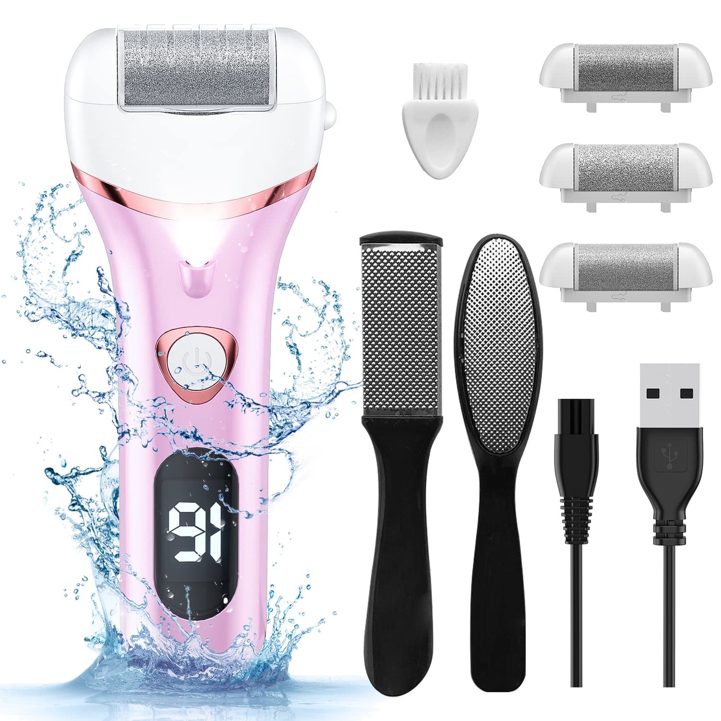 Electric Foot Callus Remover, Rechargeable Portable Electronic Foot File Pedicure Kits, Waterproof Foot Scrubber File, Professional Pedicure Tools Beauty & Personal Care Geopu