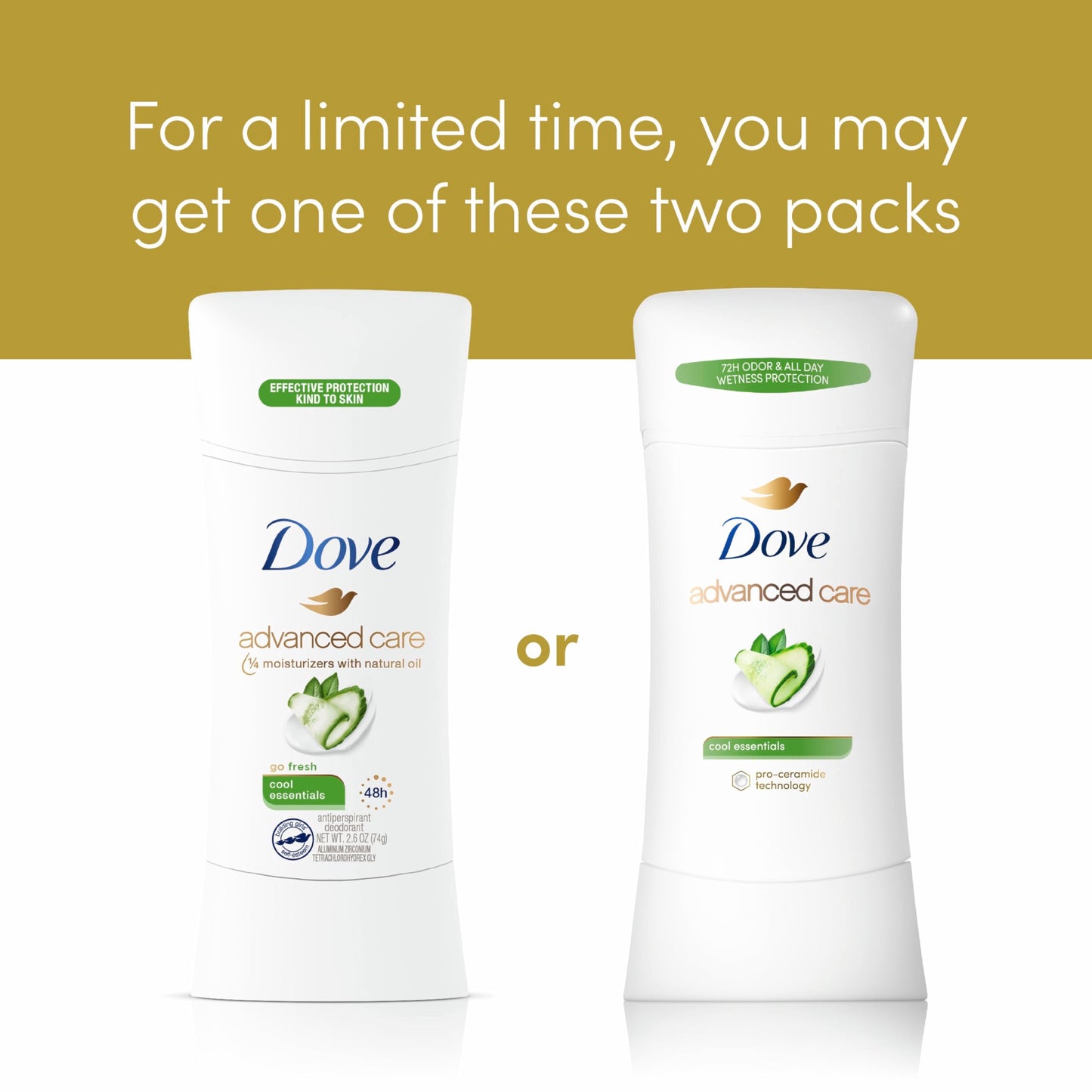 Dove Advanced Care Antiperspirant Deodorant Stick Cool Essentials 4 ct for helping your skin barrier repair after shaving 72 hour odor control Beauty and Personal Care Dove