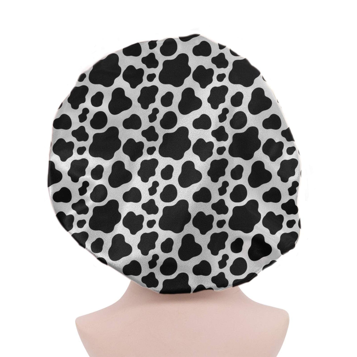 Renewold Satin Hair Bonnet for Sleeping, Sleep Cap, Elastic Comfortable Head Hair Coverings Hat Night Cap Travel Vacation Outdoor Beanie Hat Cow Print Beauty and Personal Care Renewold