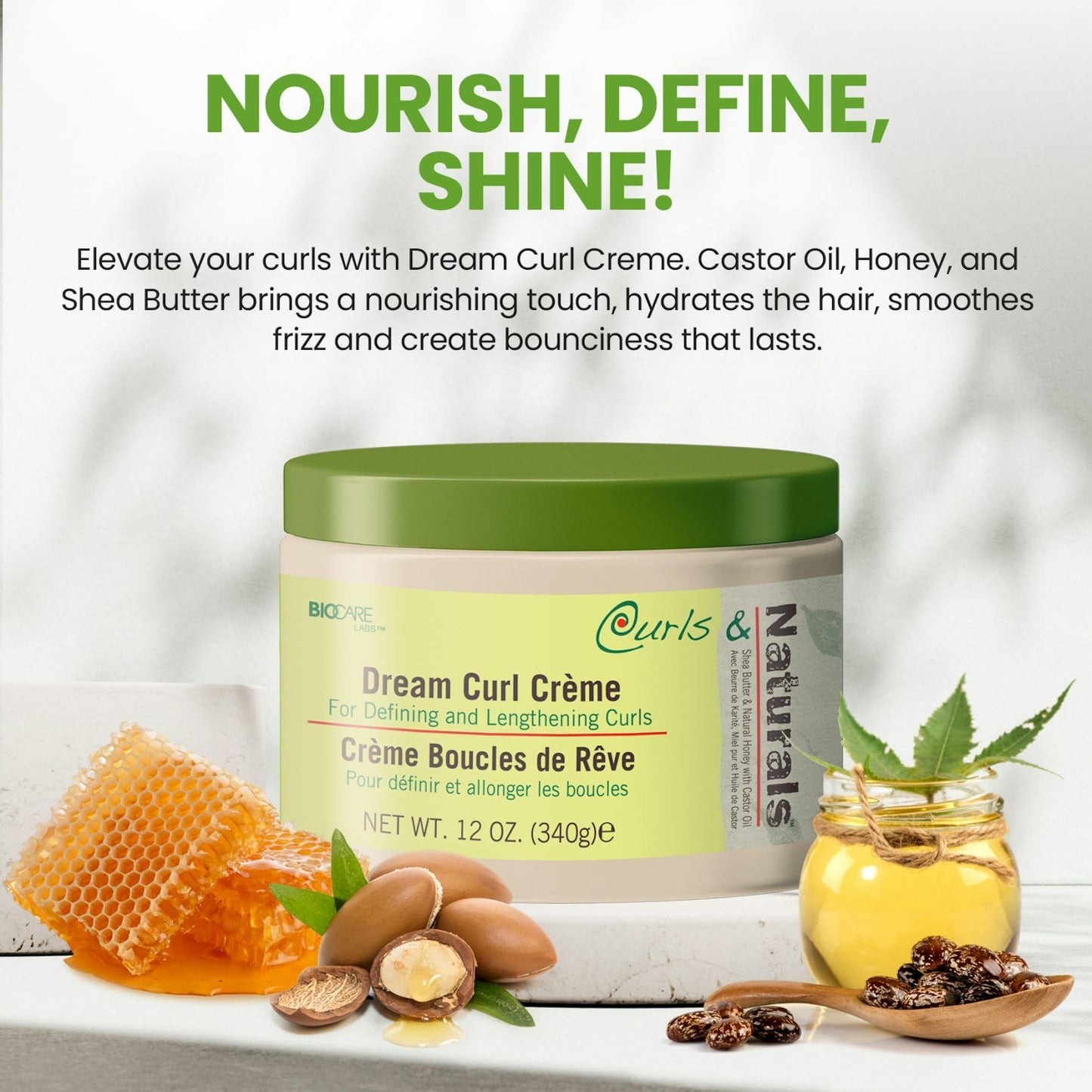 Curls & Naturals Dream Curl Cream with Shea Butter, Natural Honey, Castor Oil and Moroccan Argan Oil | Hydrating Cream that Defines and Lengthens Beauty & Personal Care Curls & Naturals