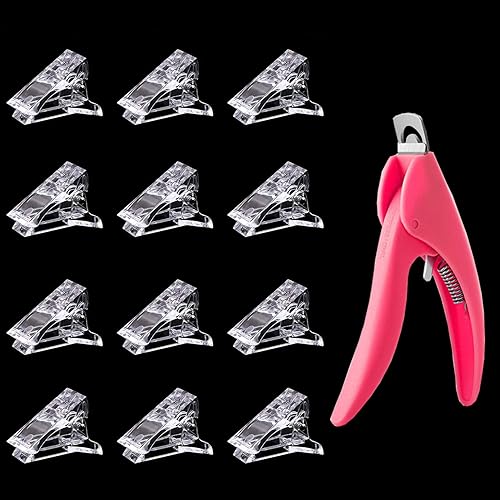 12Pcs Nail Tips Clip for Quick Building Polygel Nail Clips for Polygel Finger Nail Extension Manicure Nail Art Tool with 1Pcs False Nail Tip Trimmer Beauty & Personal Care Benbeno