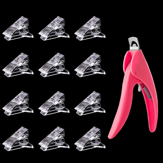 12Pcs Nail Tips Clip for Quick Building Polygel Nail Clips for Polygel Finger Nail Extension Manicure Nail Art Tool with 1Pcs False Nail Tip Trimmer Beauty & Personal Care Benbeno
