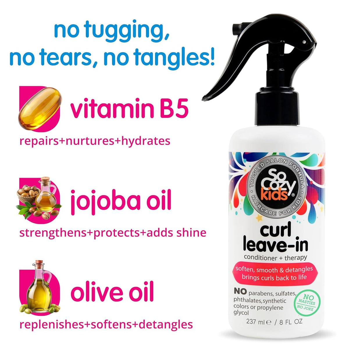 So Cozy Leave In Conditioner Spray (8 Fl Oz) Paraben-Free Detangler for Kids' Curly Hair, Deep Conditioner & Tangle-Free Curls, Gentle & Nourishing Beauty & Personal Care SO COZY