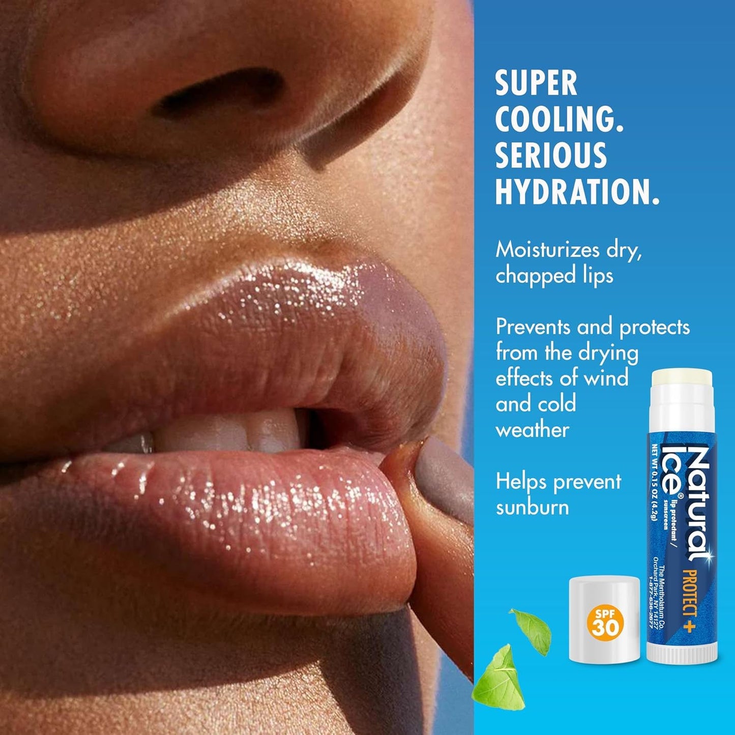 Mentholatum Natural Ice Protect+ Broad Spectrum SPF 30 Medicated Lip Balm, 0.15 Ounce (Pack of 3) Beauty & Personal Care Mentholatum