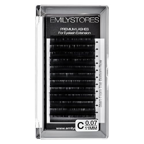 EMILYSTORES Eyelash Extensions 0.07mm Thickness C Curl Length 11mm Easy Fan Eye Lashes For Lash Extensions(0.07,C,11mm) Beauty & Personal Care EMILYSTORES