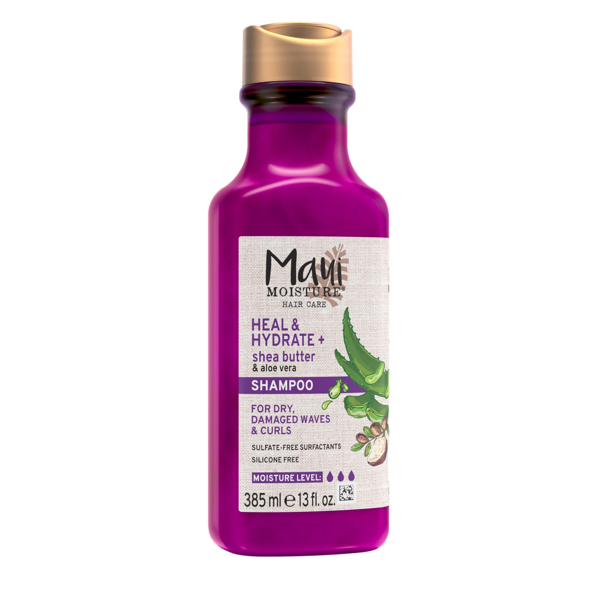 Maui Moisture Heal & Hydrate + Shea Butter Shampoo to Repair & Deeply Moisturize Tight Curly Hair with Coconut & Macademia Oils, Vegan, Silicone,