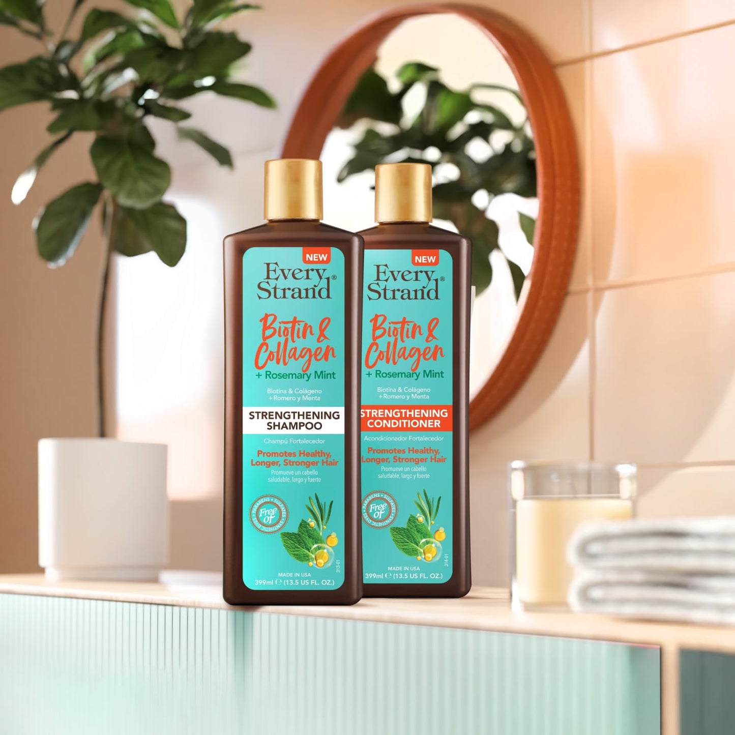 Every Strand Biotin and Collagen Shampoo and Conditioner Set 13.5 oz with Rosemary Mint, Volumizing Duo for Thinning and Fine Hair, Sulfate Free Beauty & Personal Care Every Strand