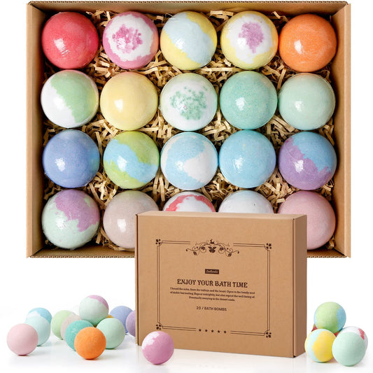 ZenBombs Bath Bombs Set, 20 pcs Natural Shea Butter & Safe Oil Bath Bomb for Skin Moisturizing, Handmade Bubble Bath & Fizzy, Ideal Presents for Women Beauty and Personal Care ZenBombs