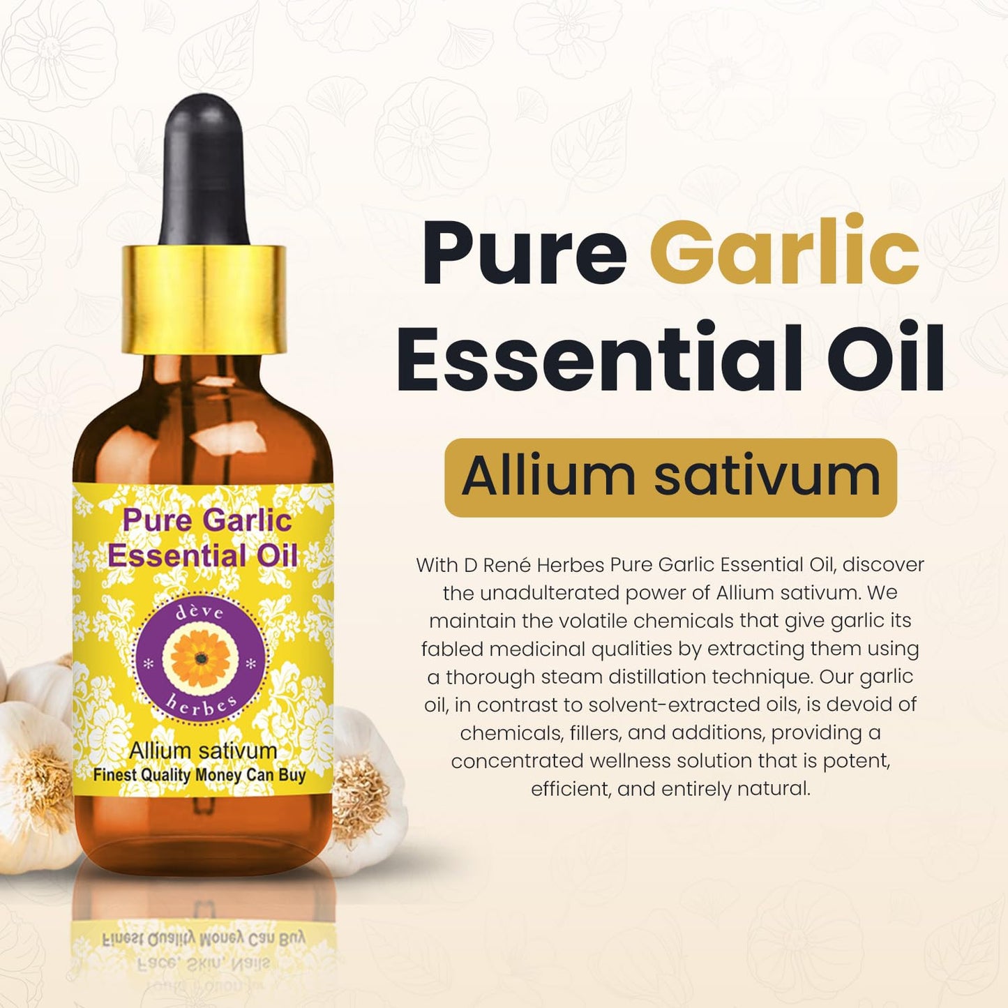 dève herbes Garlic Essential Oil (Allium sativum) with Glass Dropper - Pure - Non-Sticky - Non-Greasy - Lightweight - Men & Women - All Skin Types Beauty and Personal Care dève herbes