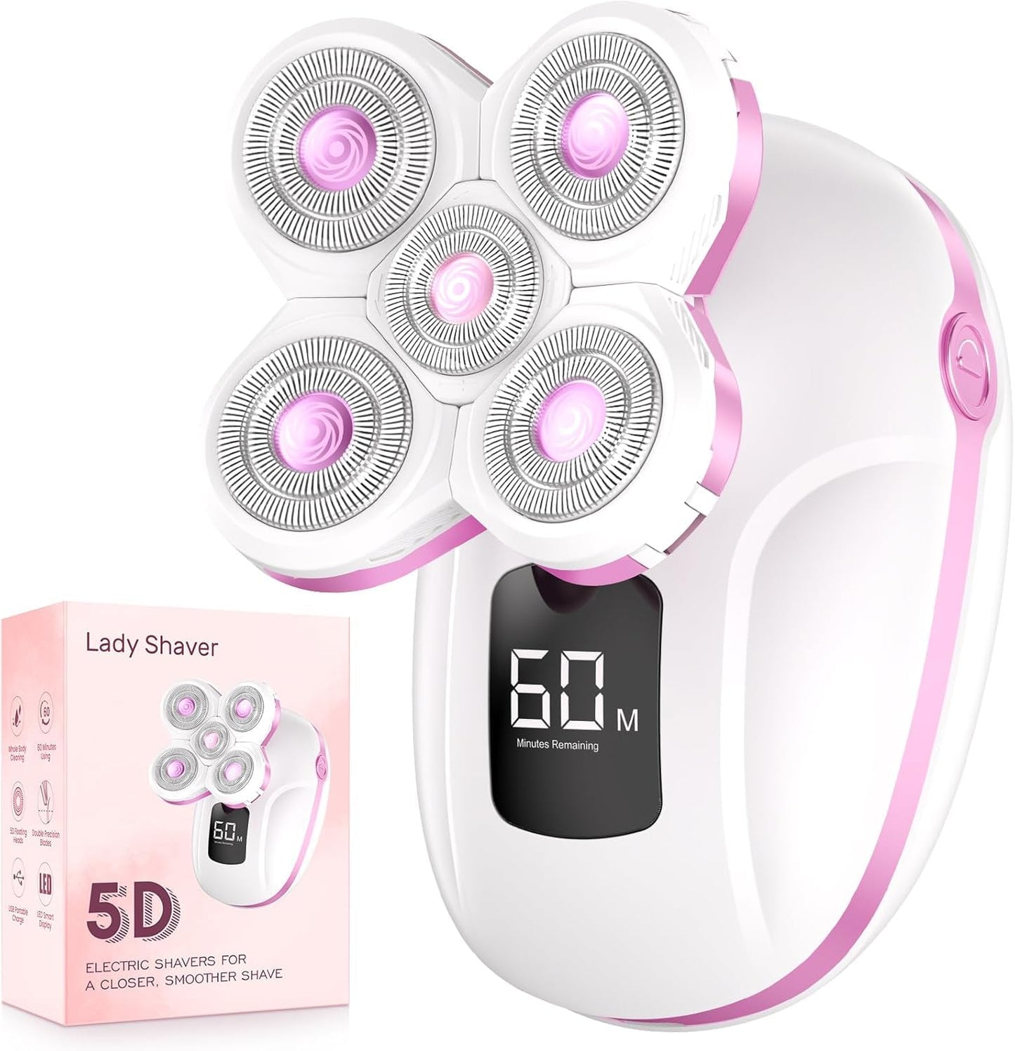 Electric Razors for Women Legs, Rechargeable Rotary Painless Shaver for Legs Bikini Facial Hair Removal, Body Wet/Dry Razor Water Resistant Grooming Beauty and Personal Care Orvina