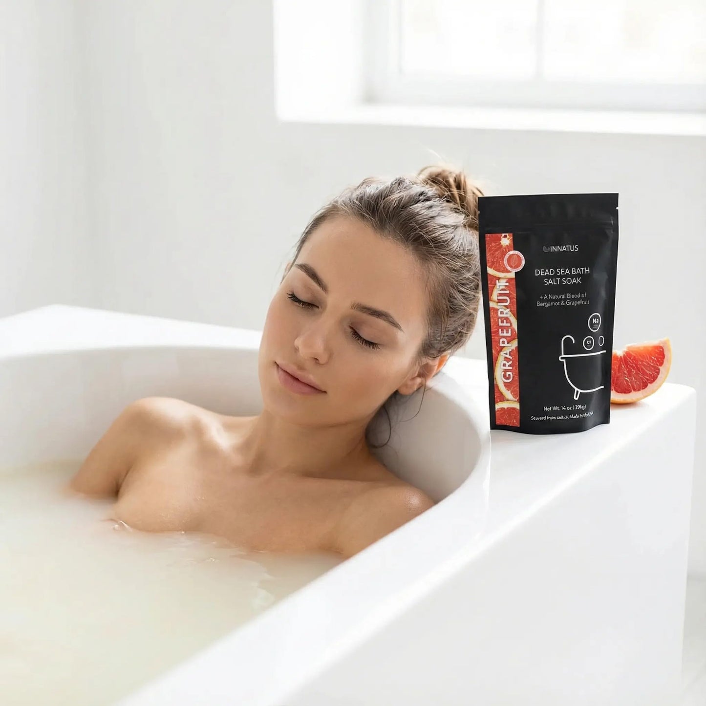 Dead Sea Soothing Bath Salt Soak with 21 Minerals - Relaxing, Detoxifying, and Nourishing for Skin - 14oz, Infused with Essential Oils - Rejuvenate Beauty and Personal Care INNATUS