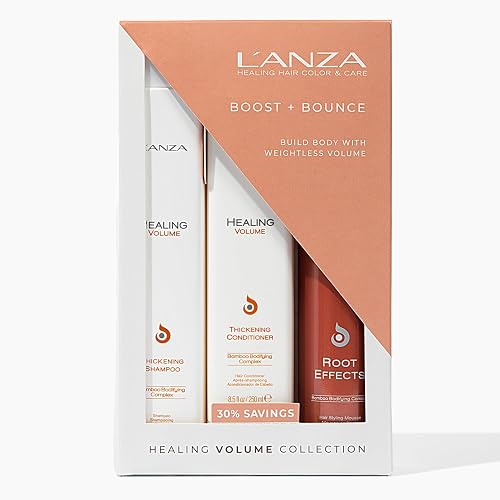 L'ANZA Healing Volume Trio Hair Kit, Thickening Shampoo and Conditioner with Root Effects Mousse Hairspray in a Gift Box, Luxury Hair Care Kit Beauty & Personal Care L’ANZA