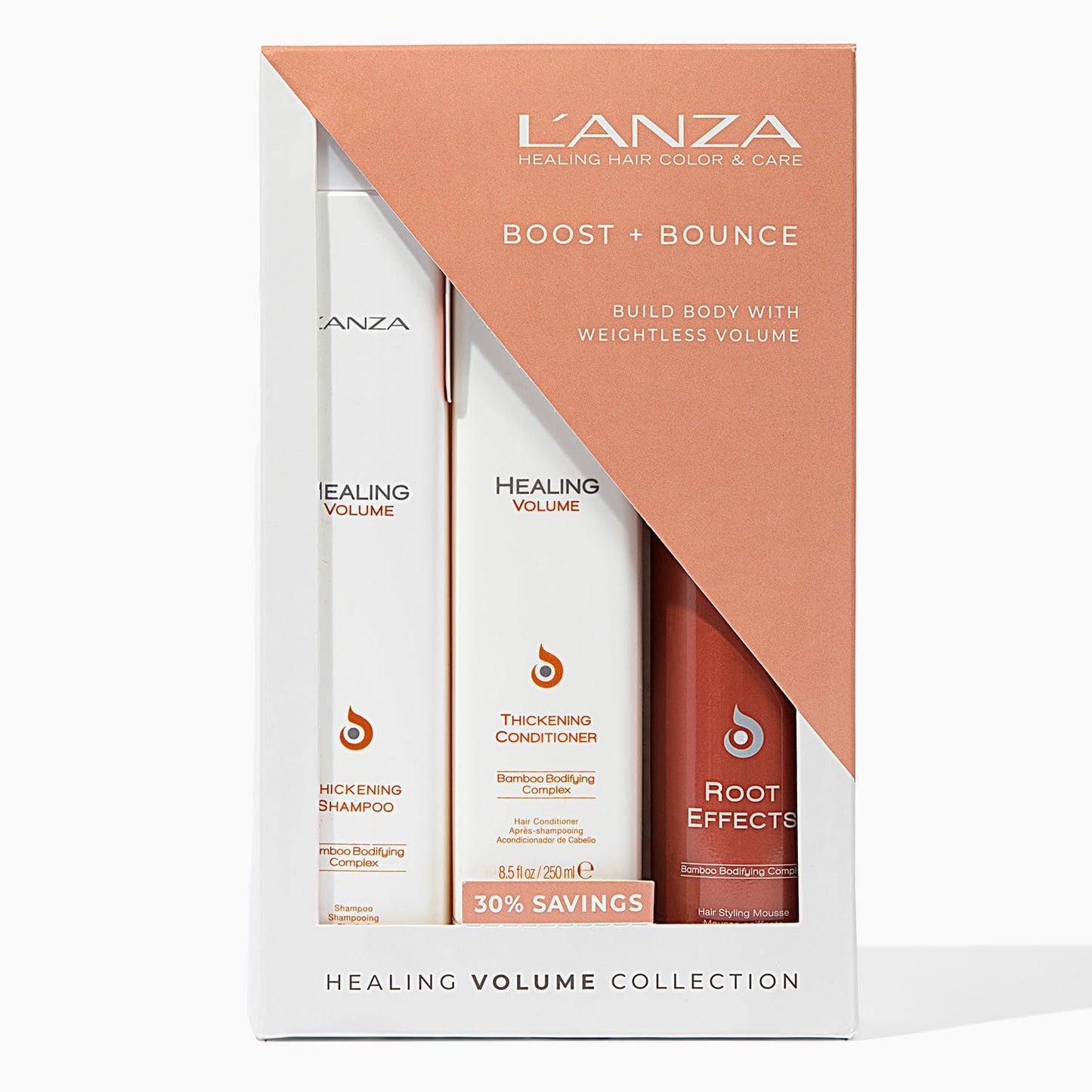 L'ANZA Healing Volume Trio Hair Kit, Thickening Shampoo and Conditioner with Root Effects Mousse Hairspray in a Gift Box, Luxury Hair Care Kit Beauty & Personal Care L’ANZA