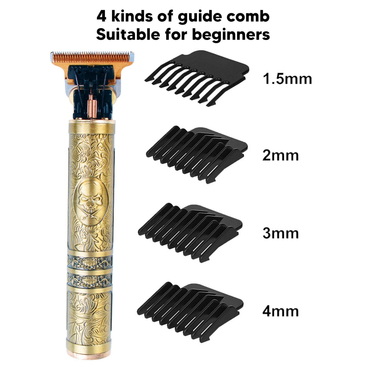 ZJchao Hair Trimmer, Mens Hair Clippers Vintage Golden Engraved Electric Hair Trimmers Compact Professional Hair Clipper Beard Trimmer for Men Haircut Beauty and Personal Care ZJchao