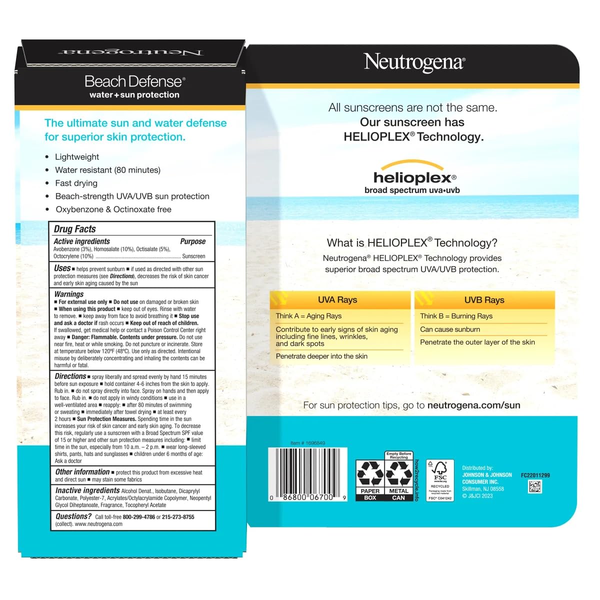 Neutrogena Beach Defense Sunscreen Spray SPF 60+, 8.5 oz, 2-pack, Water + Sun Protection, Lightweight, Fast Drying Broad-Spectrum Sun Protection Beauty & Personal Care Neutrogena