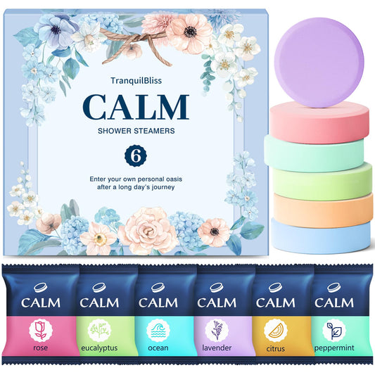 TranquilBliss Shower Steamers 6 Count, Shower Steamers with Natural Ingredients, 6 Different Scents & Individually Wrapped, Christmas and Birthday Beauty and Personal Care TranquilBliss