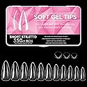 Cycullinyt 550pcs Stiletto Soft Gel Nail Tips, 11 Sizes Long Stiletto Nails Full Cover Acrylic Press on False Nail Tips No Trace for Beginners Beauty & Personal Care Cycullinyt