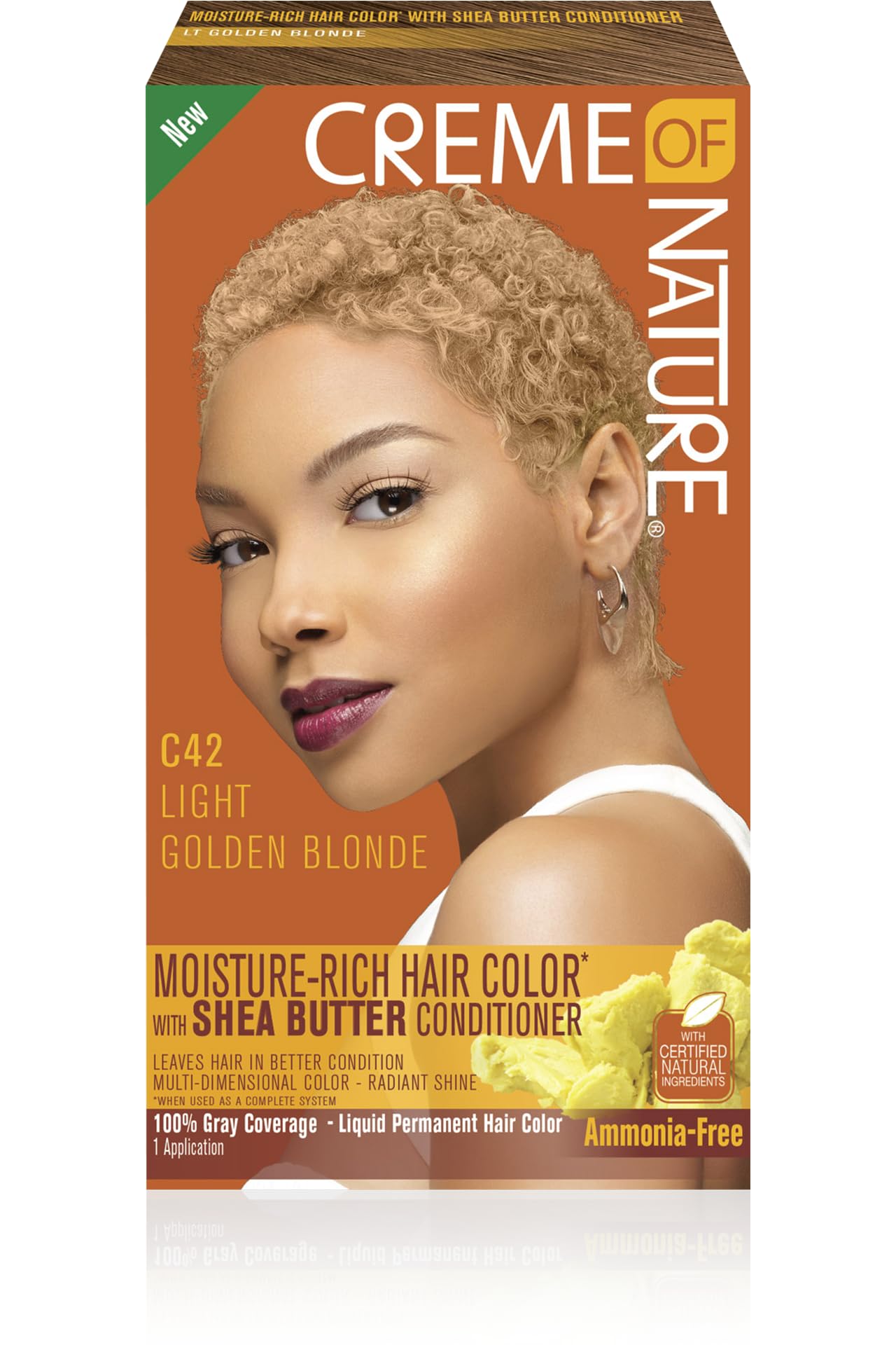 Moisture Rich Liquid Hair Color by Creme of Nature, C42 Light Golden Blonde, with Shea Butter Conditioner, 1 Application Beauty & Personal Care Creme of Nature