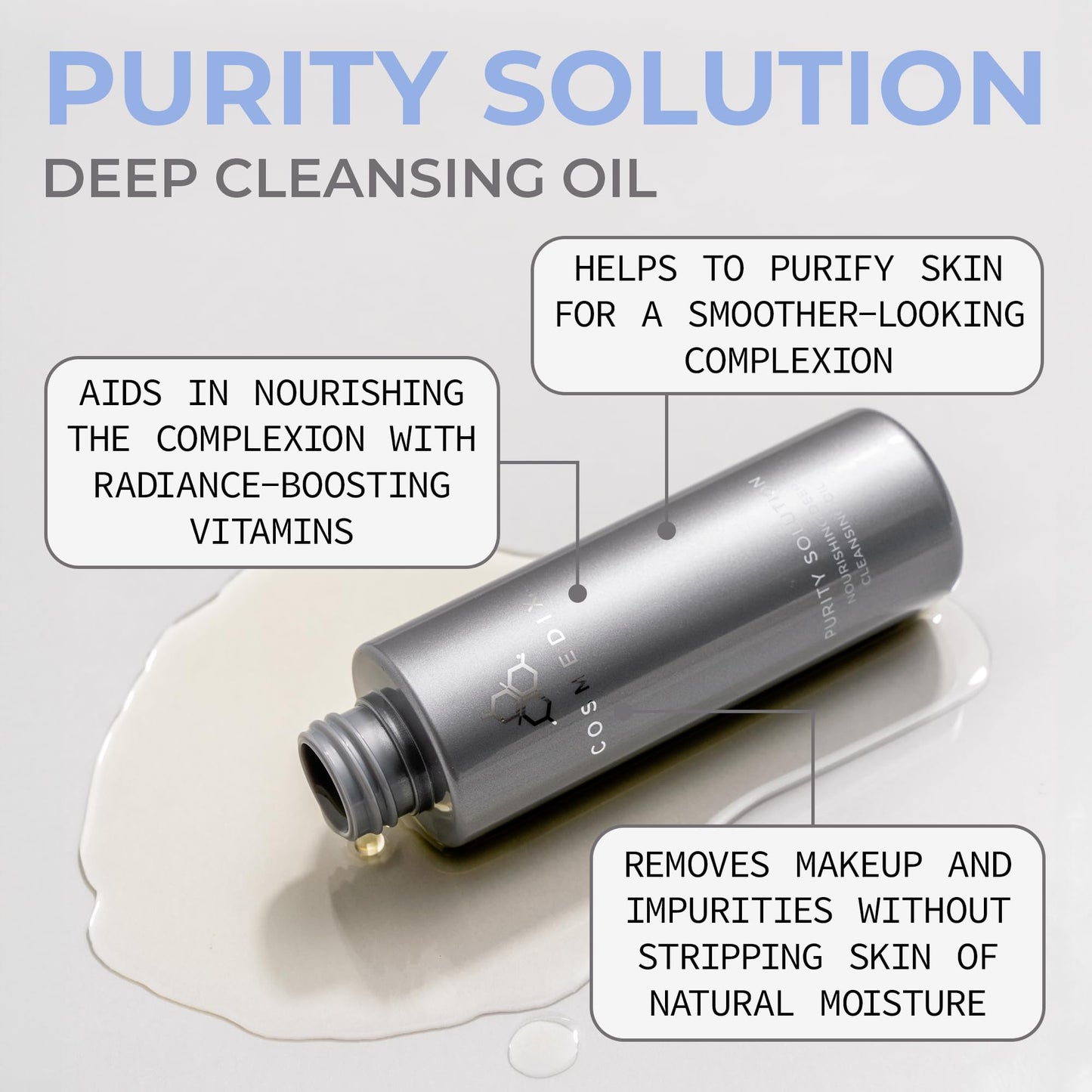 COSMEDIX Purity Solution Cleansing Oil - 2-in-1 Makeup Remover & Hydrating Facial Wash - Nutrient-Rich Cruelty-Free Skincare for Soft, Smooth Beauty & Personal Care COSMEDIX