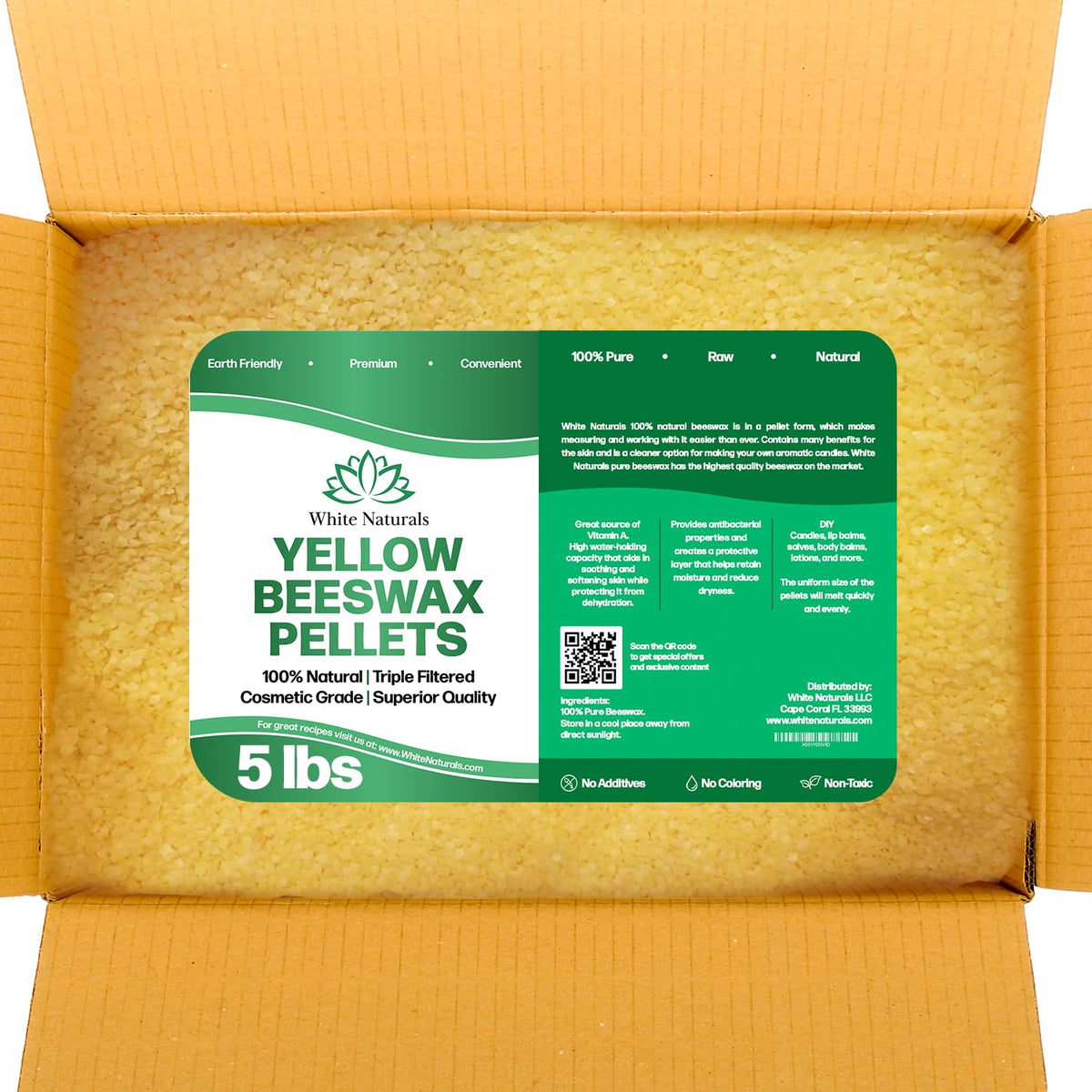 Yellow Beeswax Pellets 5lb, 100% Pure, Natural, Cosmetic Grade, Organic, Bees Wax Pastilles, Triple Filtered, Great For Candle Making, Soaps, Food Beauty & Personal Care White Naturals