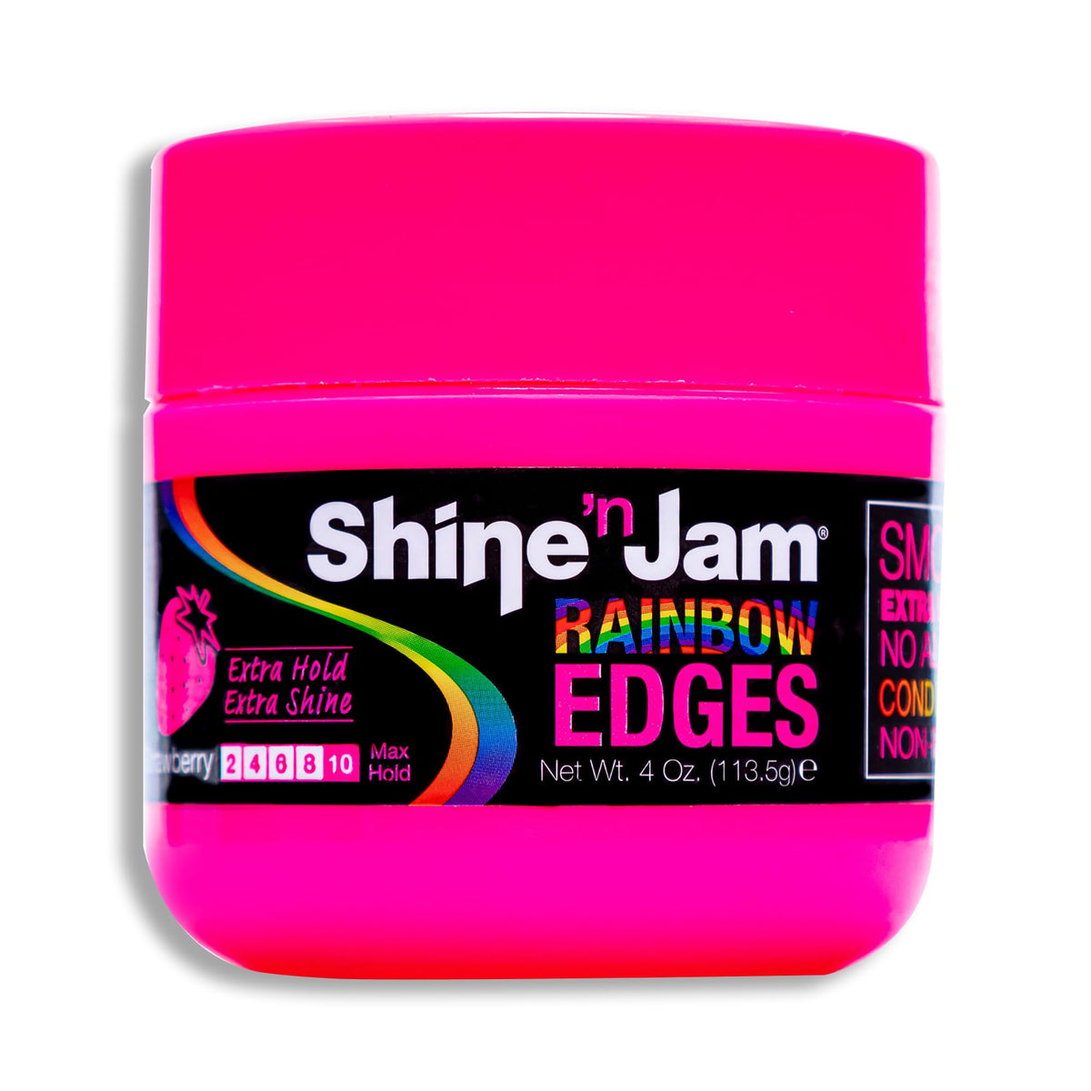 AmPro Shine-n-Jam Rainbow Edges - Strong Hold Curly Hair Gel for Women - Styling Gel for Women - Strengthens with Silk Protein - Strawberry - 4 oz Beauty & Personal Care AmPro