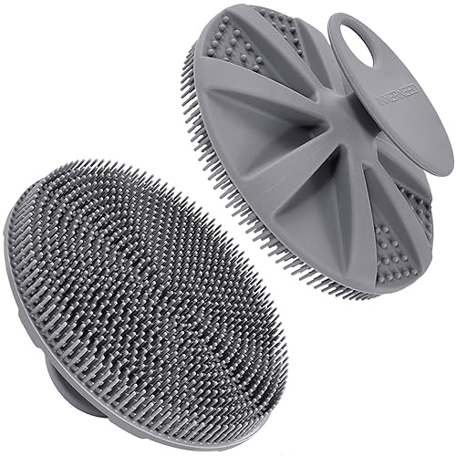 INNERNEED Food-Grade Soft Silicone Body Scrubber Shower Brush Handheld Cleansing Skin Brush, Gentle Exfoliating and Lather Well (Gray) Beauty & Personal Care INNERNEED