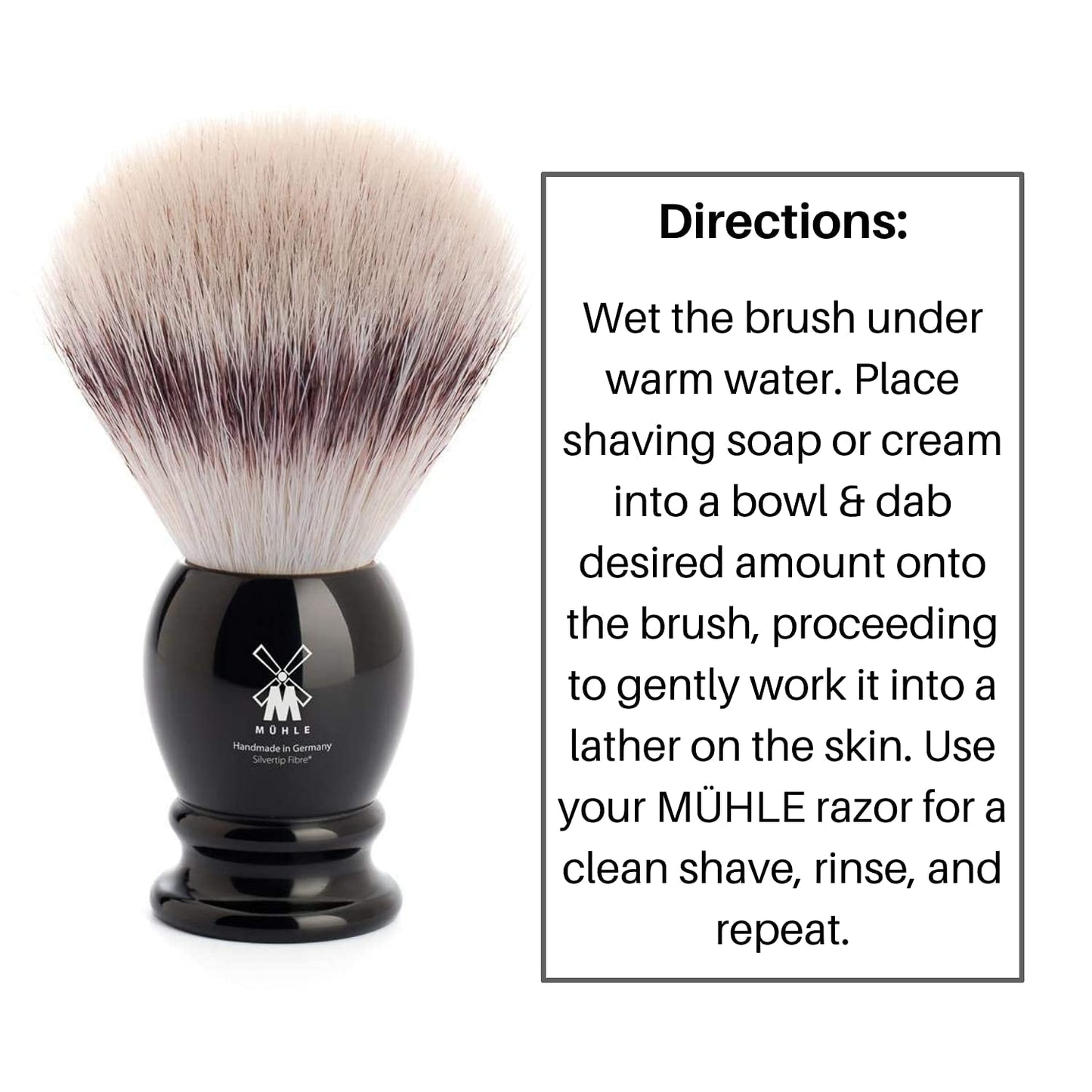 MÜHLE Classic Silvertip Badger Fiber Brush - High-Grade Black Resin Handle - Luxury Shave Accessory for Men Beauty and Personal Care MÜHLE