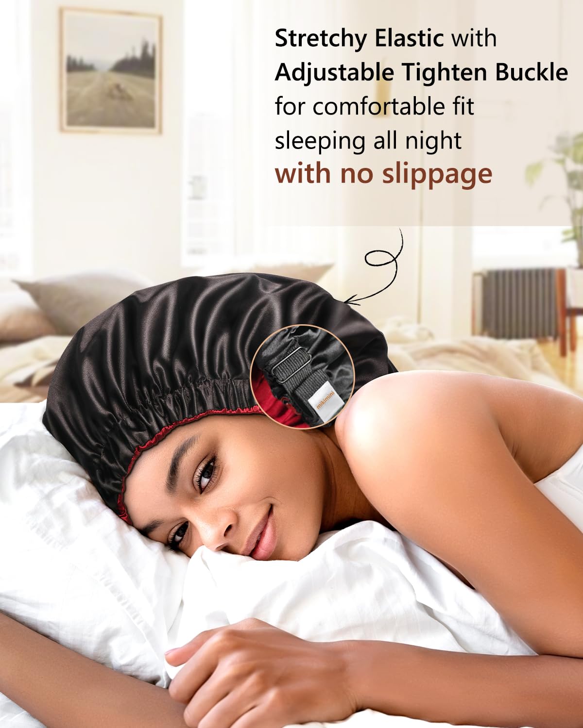 mikimini Satin Bonnet for Men and Women, Reversible Double Layer Sleeping Bonnet for Hair Braids with Anti-slip Adjustable Elastic Band Super Soft Beauty & Personal Care mikimini