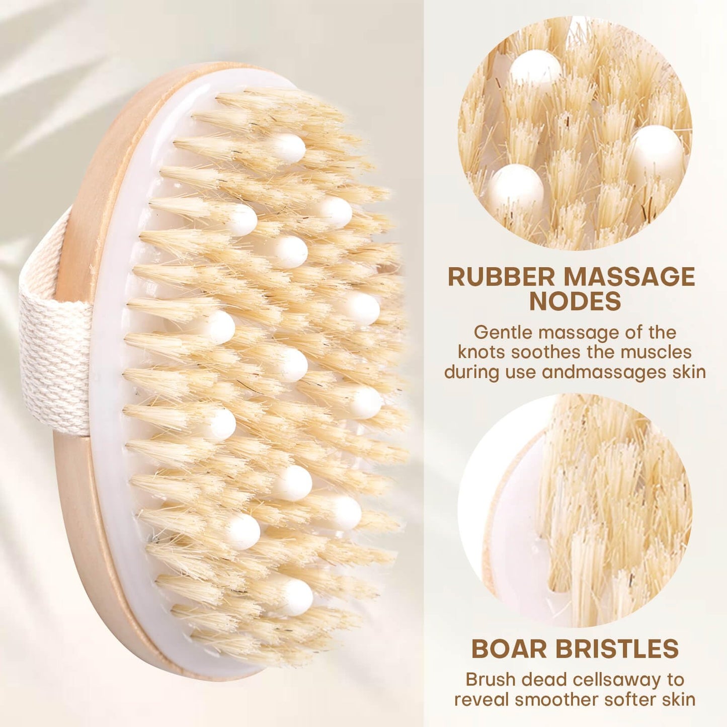 2 Pack Dry Brushing Body Brush, Natural Bristle Exfoliating Brush with Massage Nodes, for Lymphatic Drainage and Improving Skin Health and Reduces Beauty and Personal Care Bealihelp