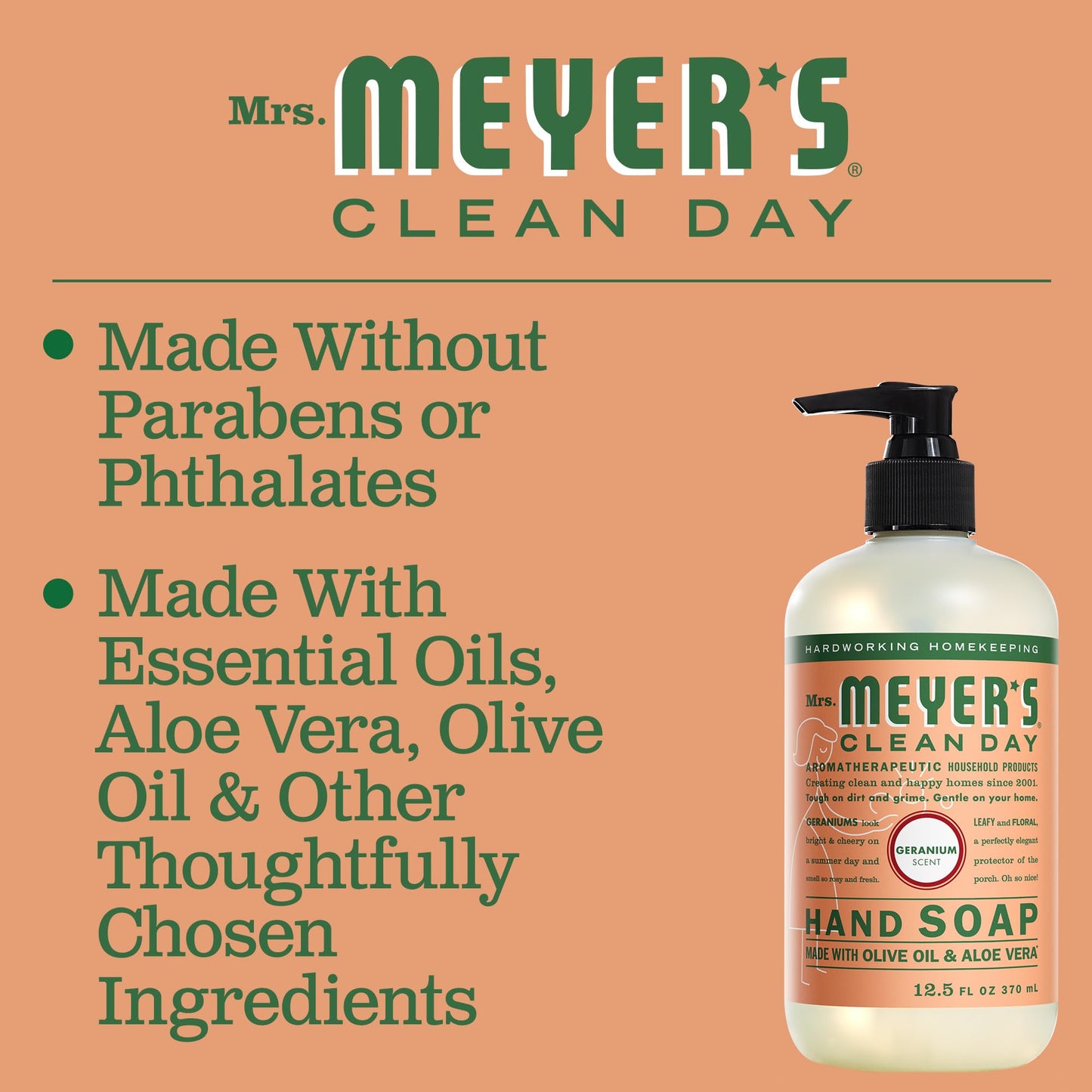 MRS. MEYER'S CLEAN DAY Hand Soap, Made with Essential Oils, Geranium, 12.5 fl. oz Beauty & Personal Care Mrs. MEYER'S