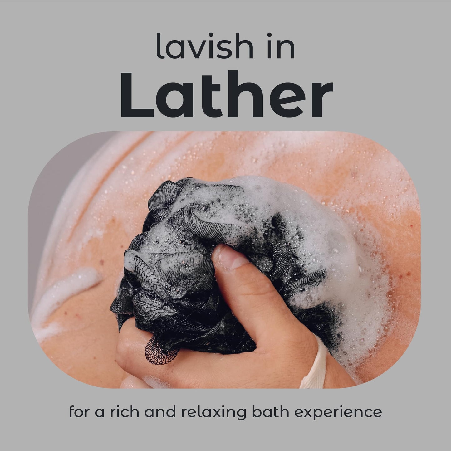 MainBasics Bath Shower Loofah Sponge Pouf Body Scrubber Exfoliator Body Wash Sponge (Set of 3, Triple Black) Beauty & Personal Care MainBasics