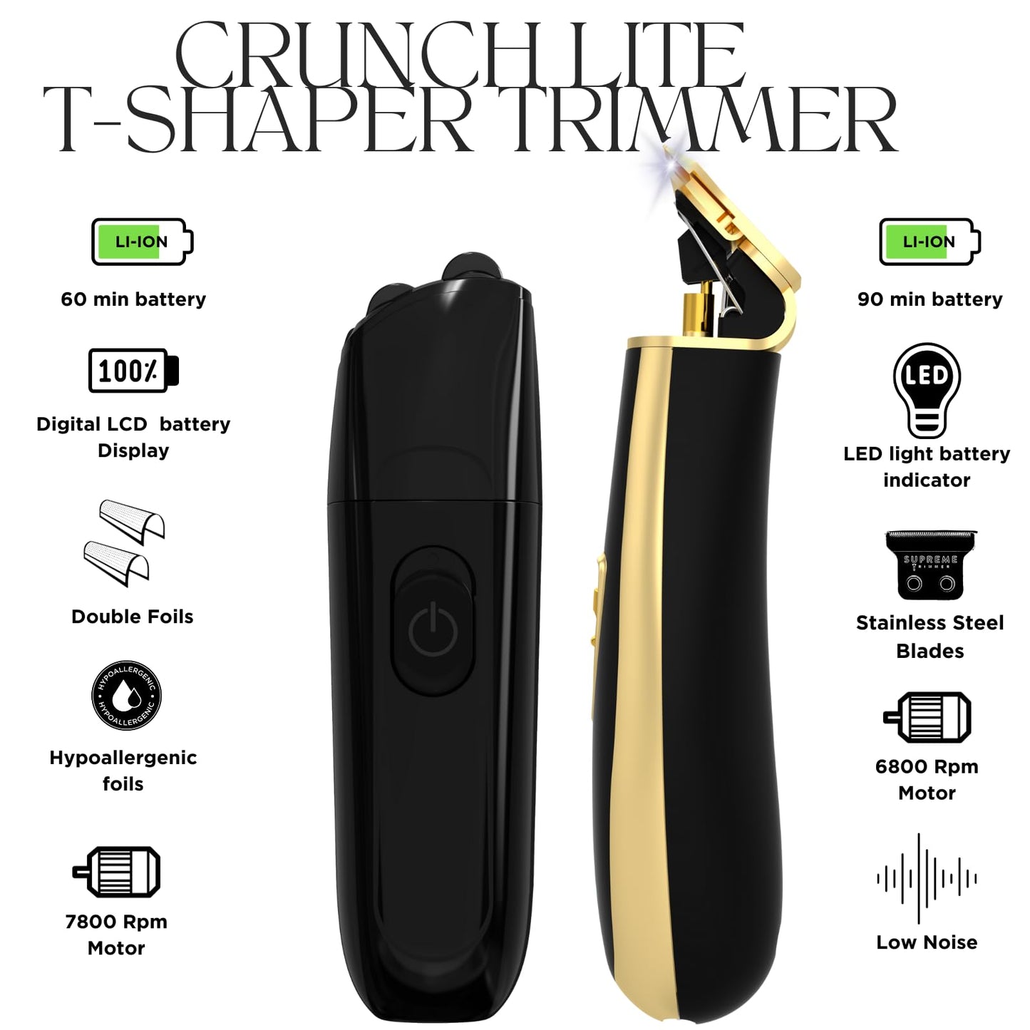 Supreme Trimmer 2-in-1 Crunch Lite Foil Shaver & T-Shaper Trimmer - ST5210 Beard Trimmer & STF600 Electric Razor - Travel Hair Trimmer Set - Black Beauty and Personal Care Supreme Trimmer