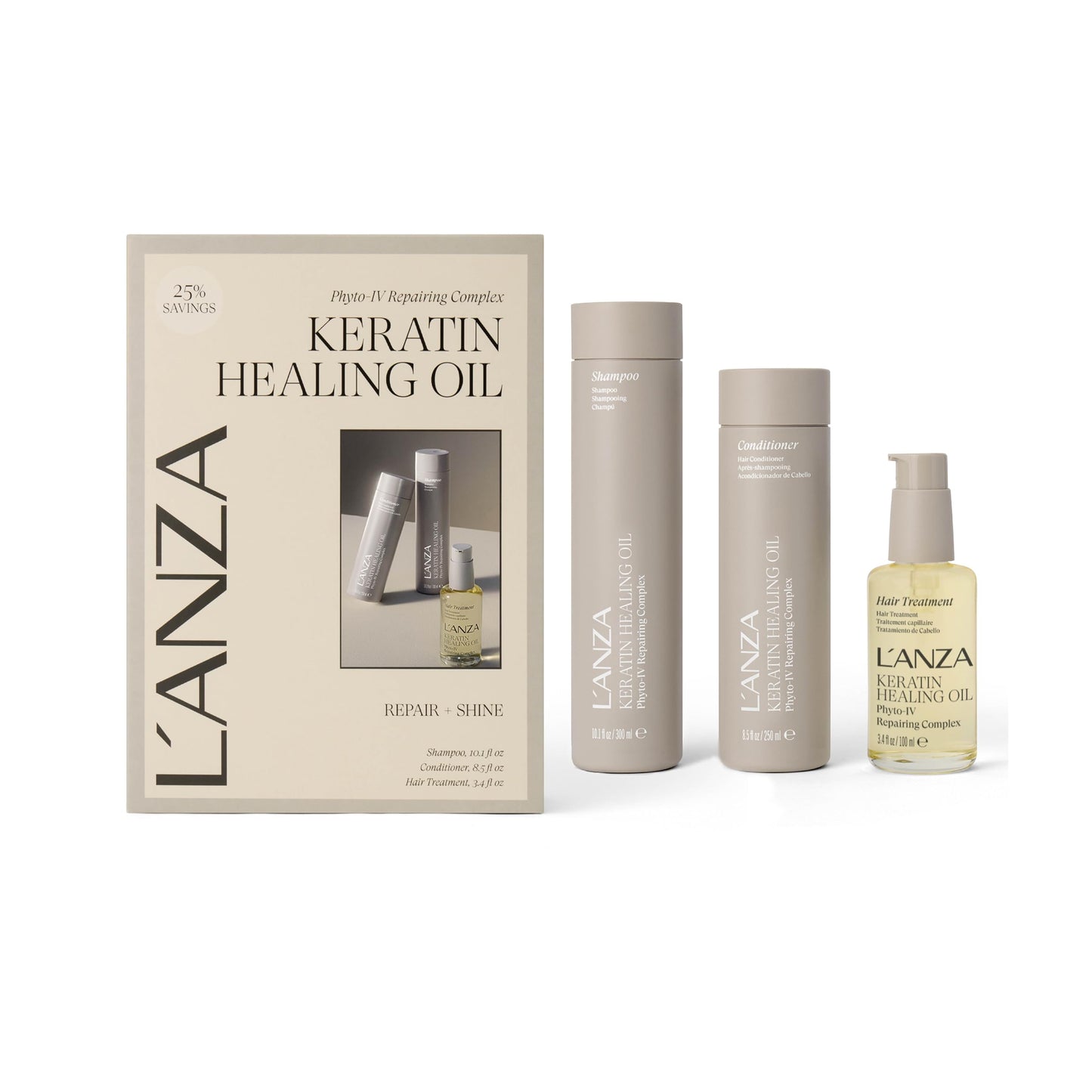 L'ANZA Keratin Healing Oil Hair Treatment, Shampoo & Conditioner Set, for Dry Damaged Locks, Moisturizing, Detangles, Reduces Breakage, Adds Shine Beauty & Personal Care L’ANZA