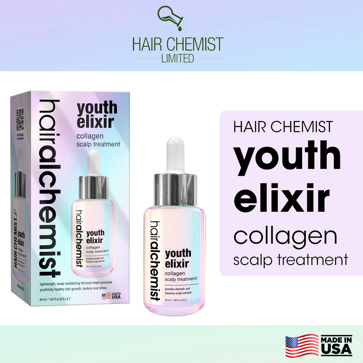 Hair Alchemist Youth Elixir Collagen Scalp Treatment 1.65 oz. for Youthfully Healthy Hair Growth, Texture and Shine, Lightweight Scalp Revitalizing Beauty & Personal Care Hair Chemist