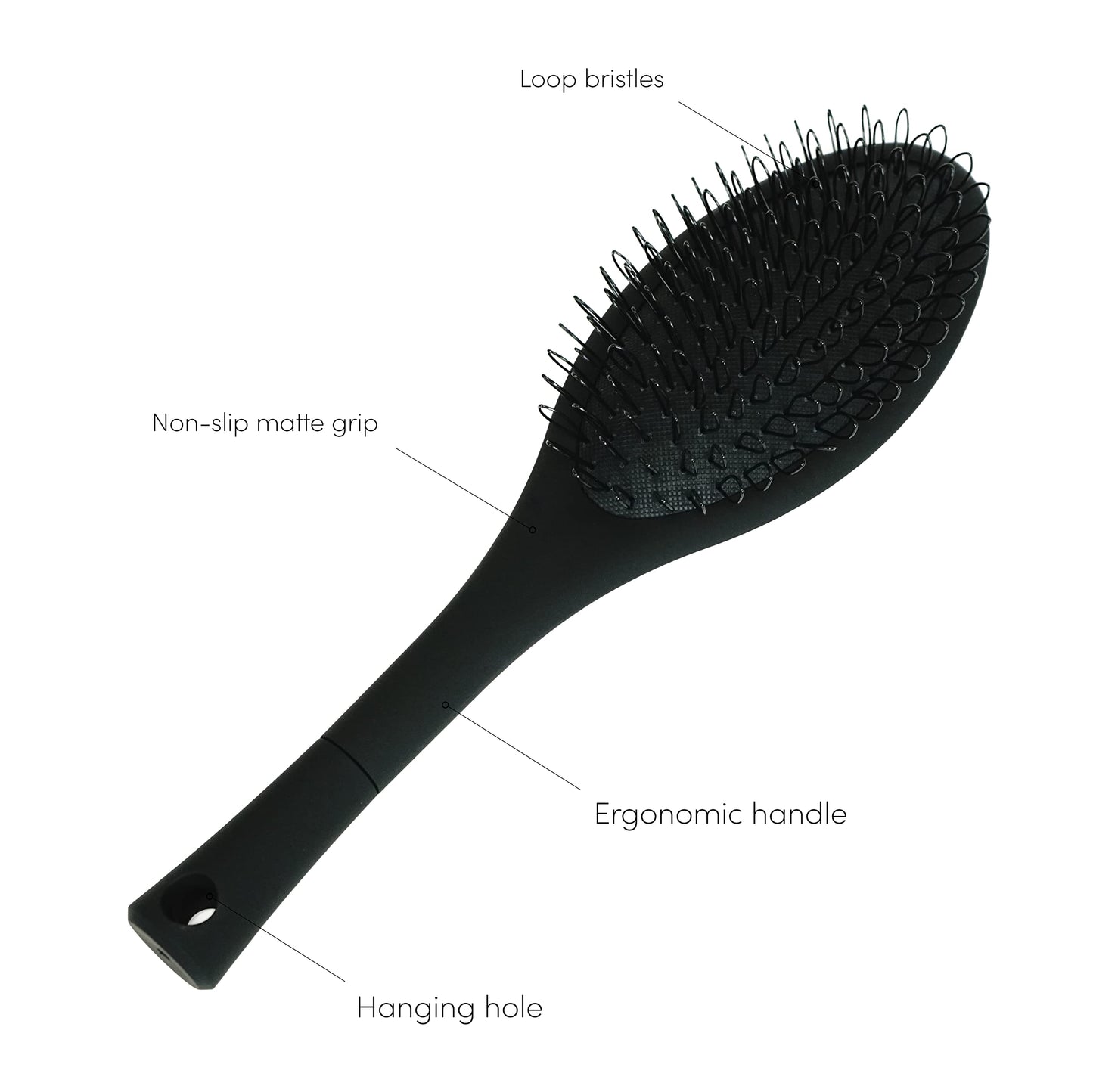 The Hair Shop Black Loop Brush - Salon Professional Grade with Matted Black and Ergonomic Design - Safe Detangler Tool for 100% Remy Human Beauty & Personal Care The Hair Shop