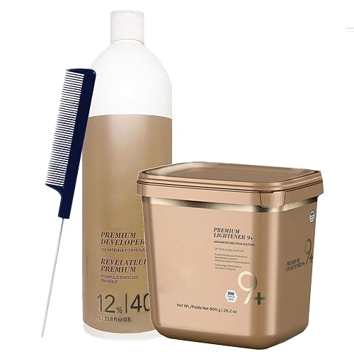 Blonde Me Lightener 9+ Bleach 800g with Blonde Me 12% / 40 Volume Developer 1L and Pin Tail Comb - Professional Hair Bleach Kit for Maximum Lift Beauty & Personal Care M Hair Designs