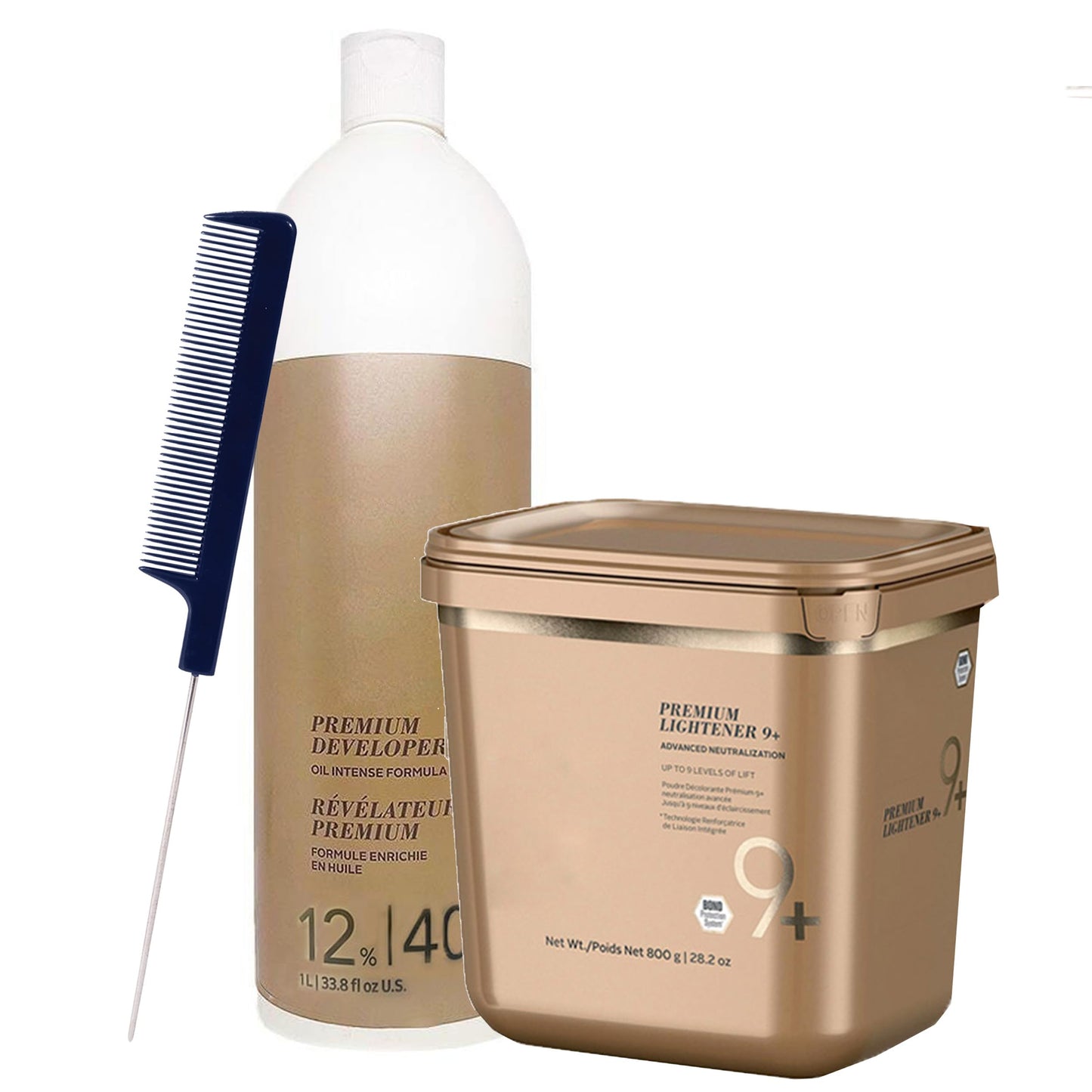 Blonde Me Lightener 9+ Bleach 800g with Blonde Me 12% / 40 Volume Developer 1L and Pin Tail Comb - Professional Hair Bleach Kit for Maximum Lift Beauty & Personal Care M Hair Designs