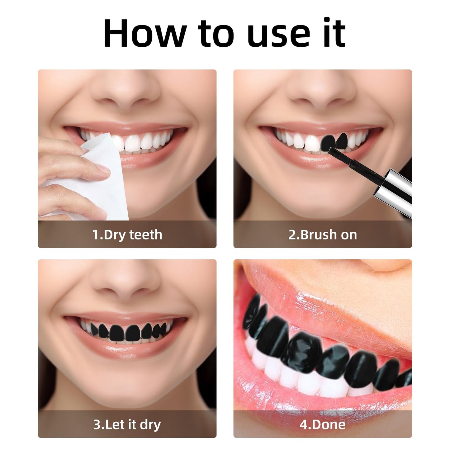 Black Tooth Paint,Professional Black Out Teeth Makeup,Quick Dry & Realistic, for Cosplay,Rotten Teeth Makeup and Missing Teeth SFX for Halloween Art Beauty & Personal Care VPCRT6