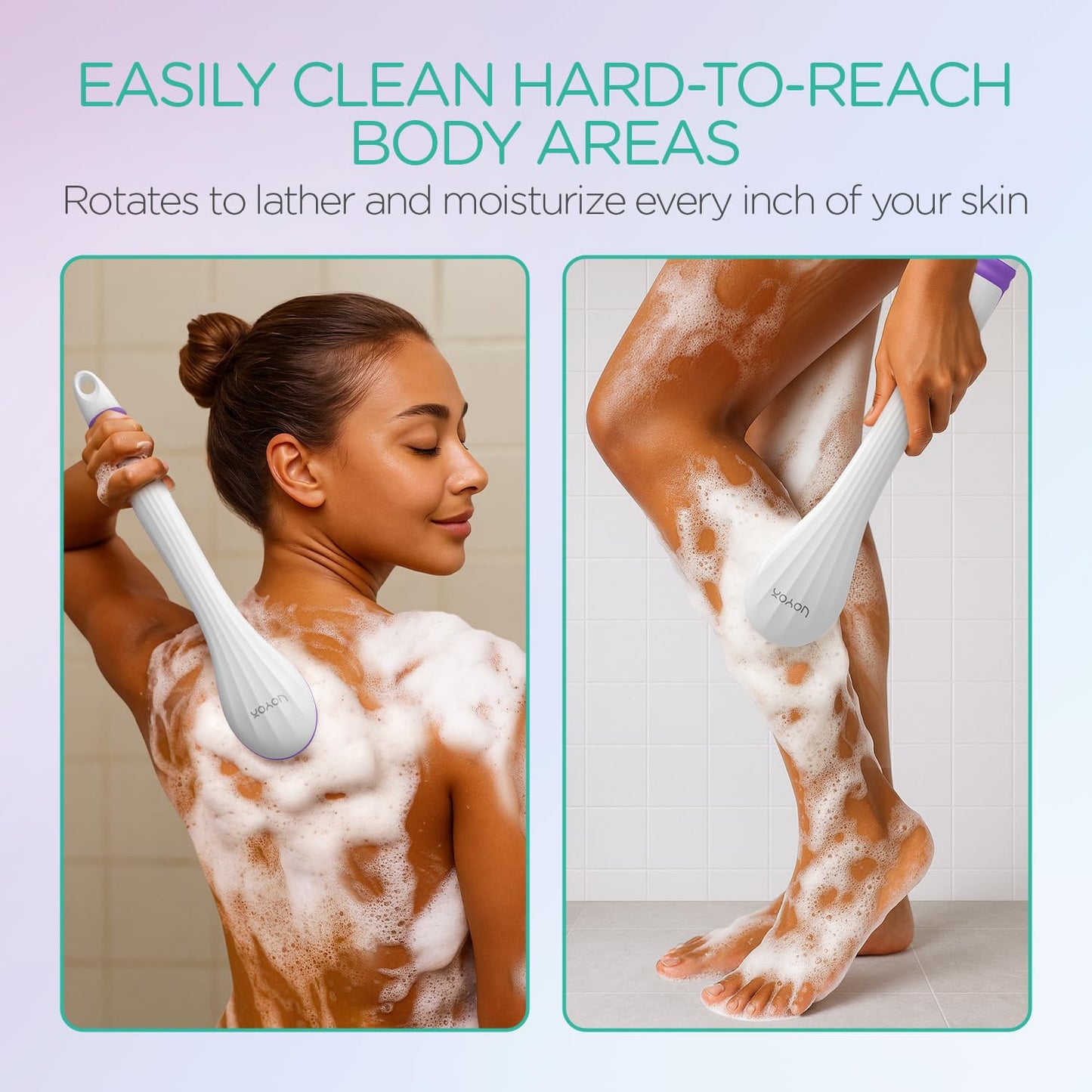 VOYOR Electric Body Brush Back Scrubber for Shower Rechargeable Exfoliating Bath Brush Powered Shower Brush with Non-Slip Long Handle Deep Cleansing Beauty and Personal Care VOYOR