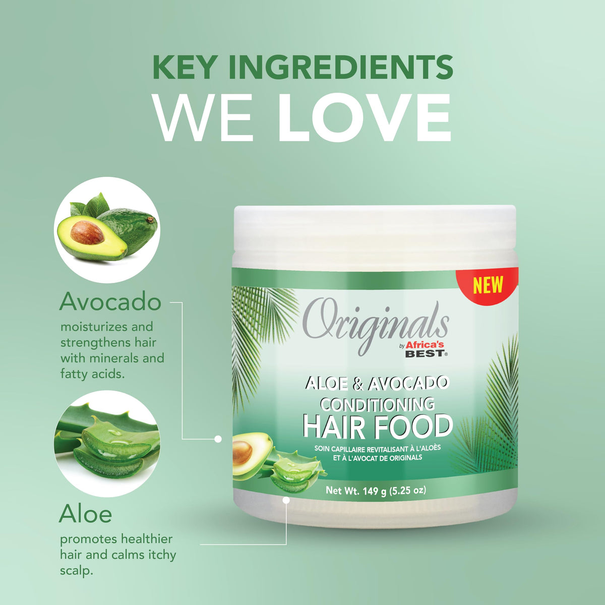 Originals by Africa's Best Aloe & Avocado Conditioning Hair Food - for Brittle, Dry Hair, 5.25 oz