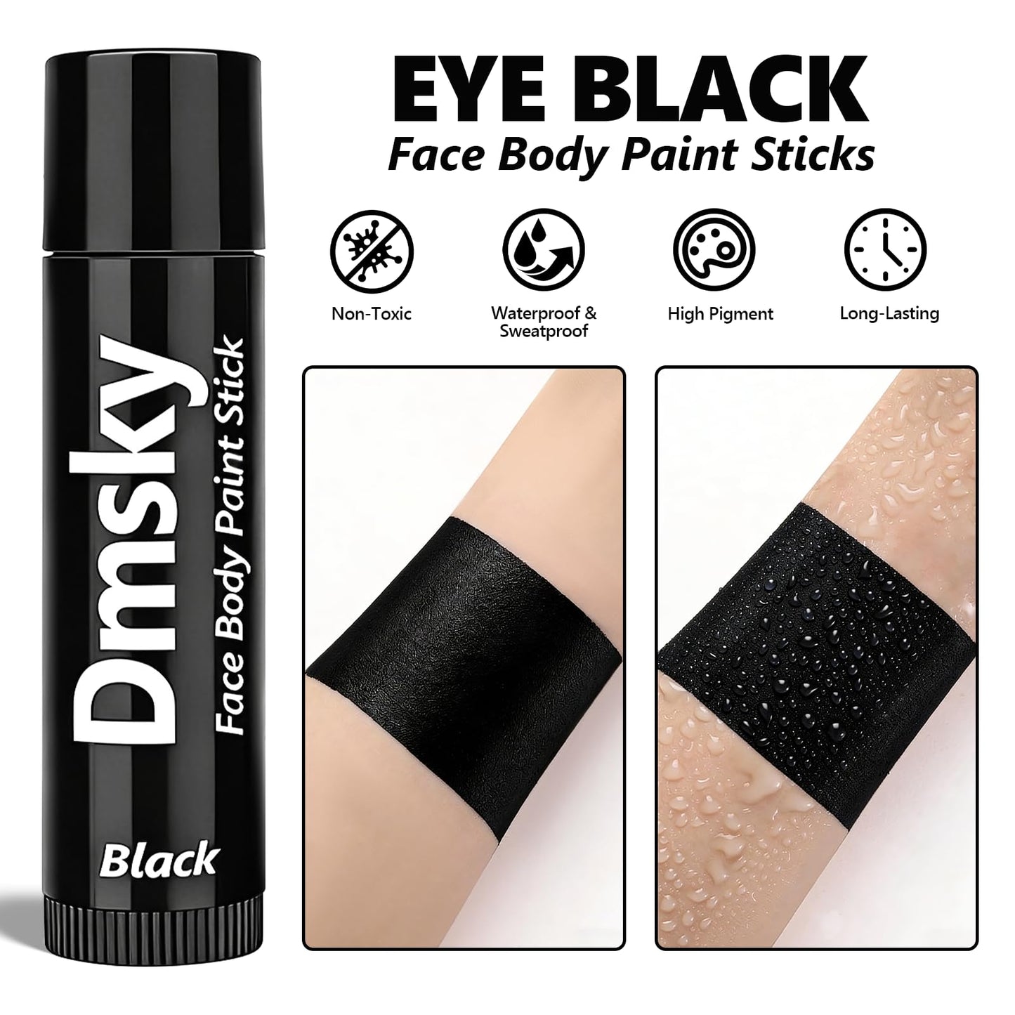 Dmsky 10 Packs Eye Black Sports Stick for Football, Baseball, Softball-Anti-Glare Face Body Paint Stick Kit,Water-Proof Eye Sports Paint Beauty & Personal Care Dmsky
