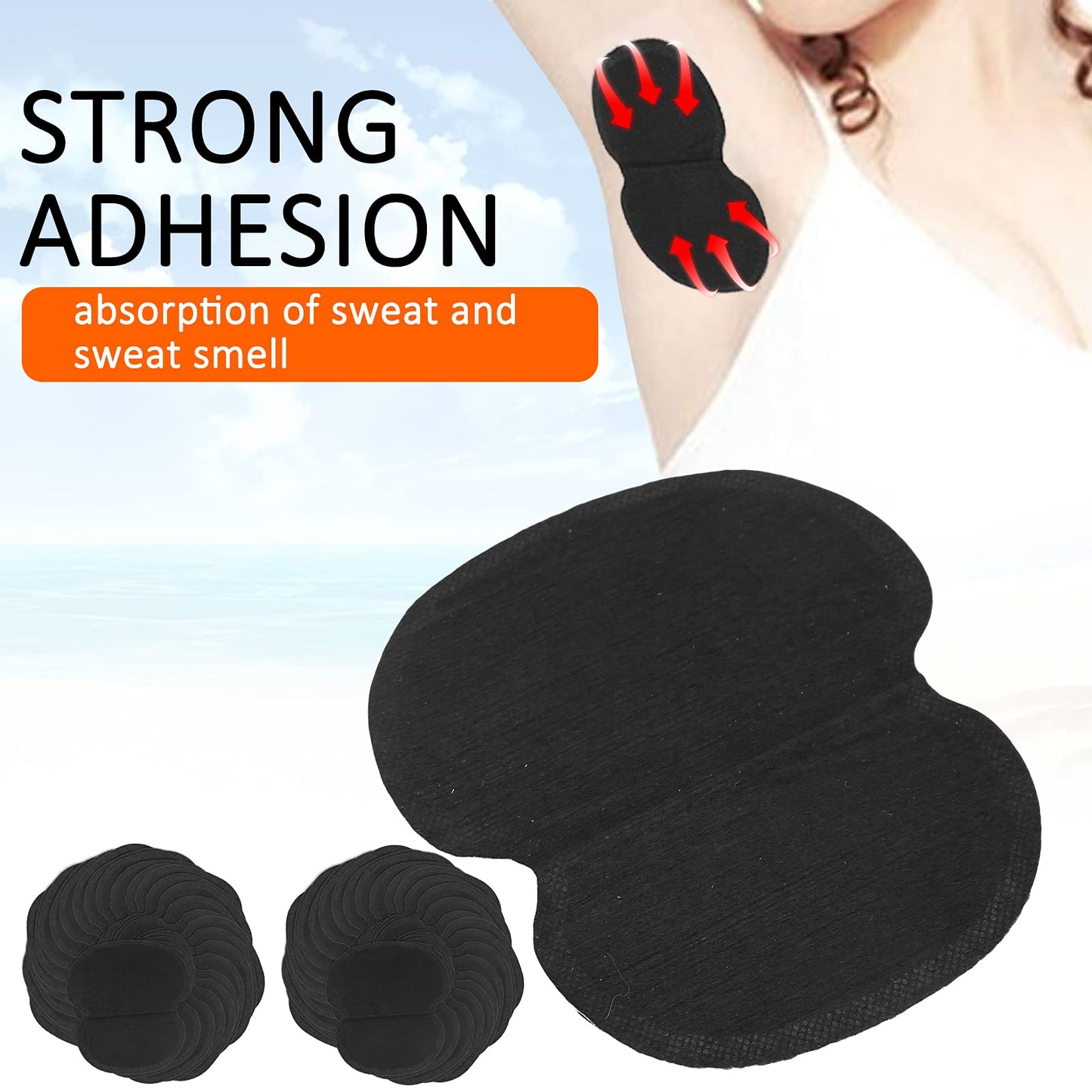 Armpit Sweat Pad, Strong Adhesion Underarm Sweat Pads Antiperspirants, Black 60pcs Underarm Armpit Sweat Pads Non?Woven Fabric Dress Clothing Underarm Beauty and Personal Care Wosune