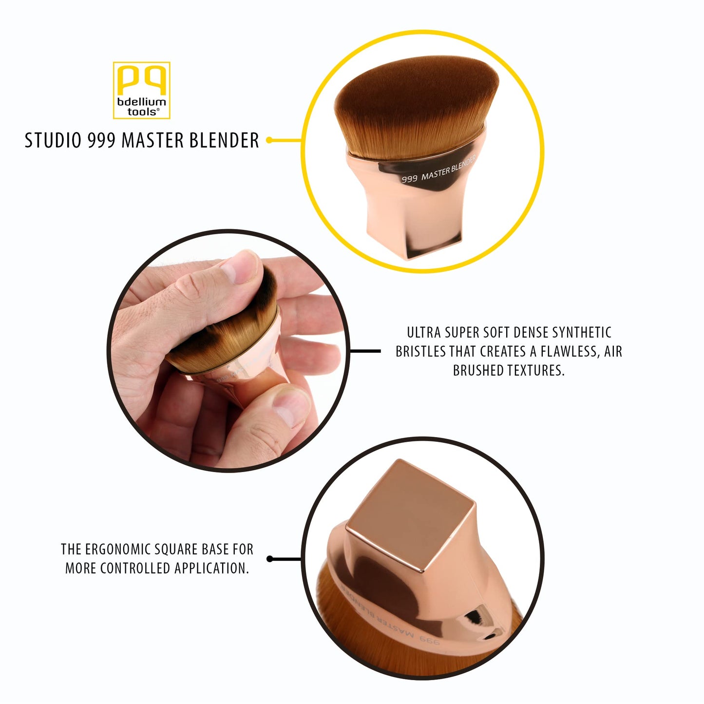 Bdellium Tools Professional Makeup Brush - Studio Series 999 Master Blender - With Soft Synthetic Fibers, For Smooth & Flawless Finish (Rose Gold Beauty & Personal Care BDELLIUM TOOLS