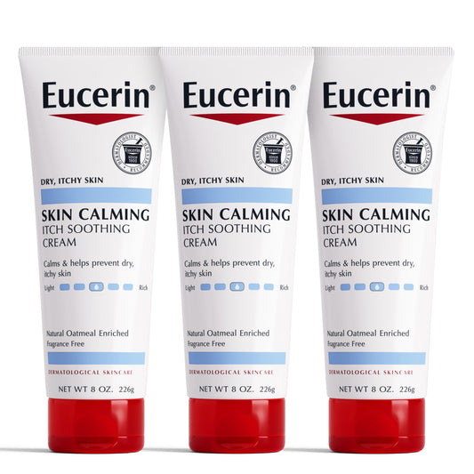 Eucerin Skin Calming Cream - Full Body Lotion for Dry, Itchy Skin, Natural Oatmeal Enriched - 8 oz. Tube (Pack of 3) Beauty & Personal Care Eucerin