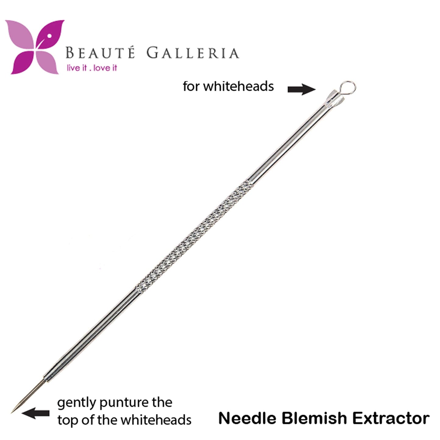 Beaute Galleria Needle Blackhead Remover Pimple Extractor Popper for Acne Comedone Blemish Whitehead Zit Removal Tool Beauty & Personal Care BEAUTÉ GALLERIA